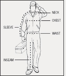 Men's Work Uniform Measurement Pieces